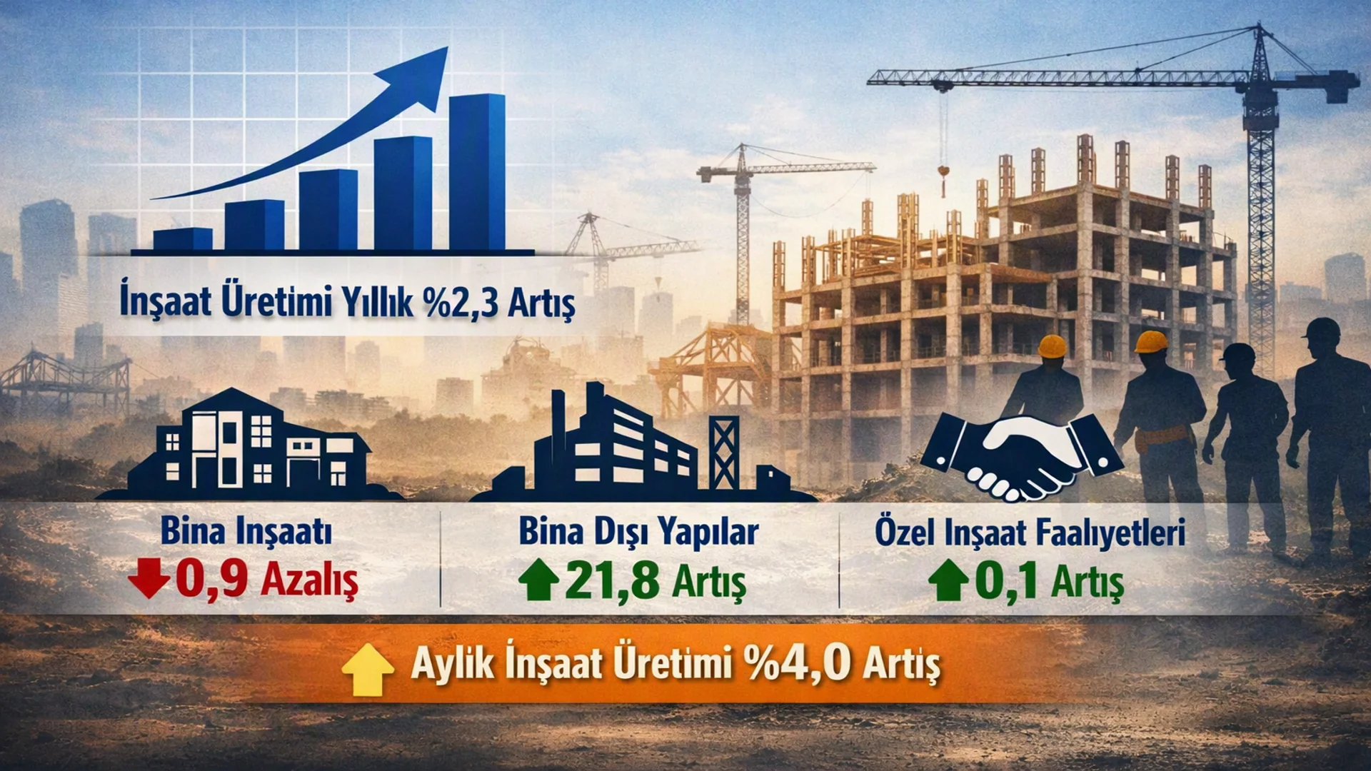 İnşaat Sektörü Aylık %4,0 Büyüme ile Canlandı